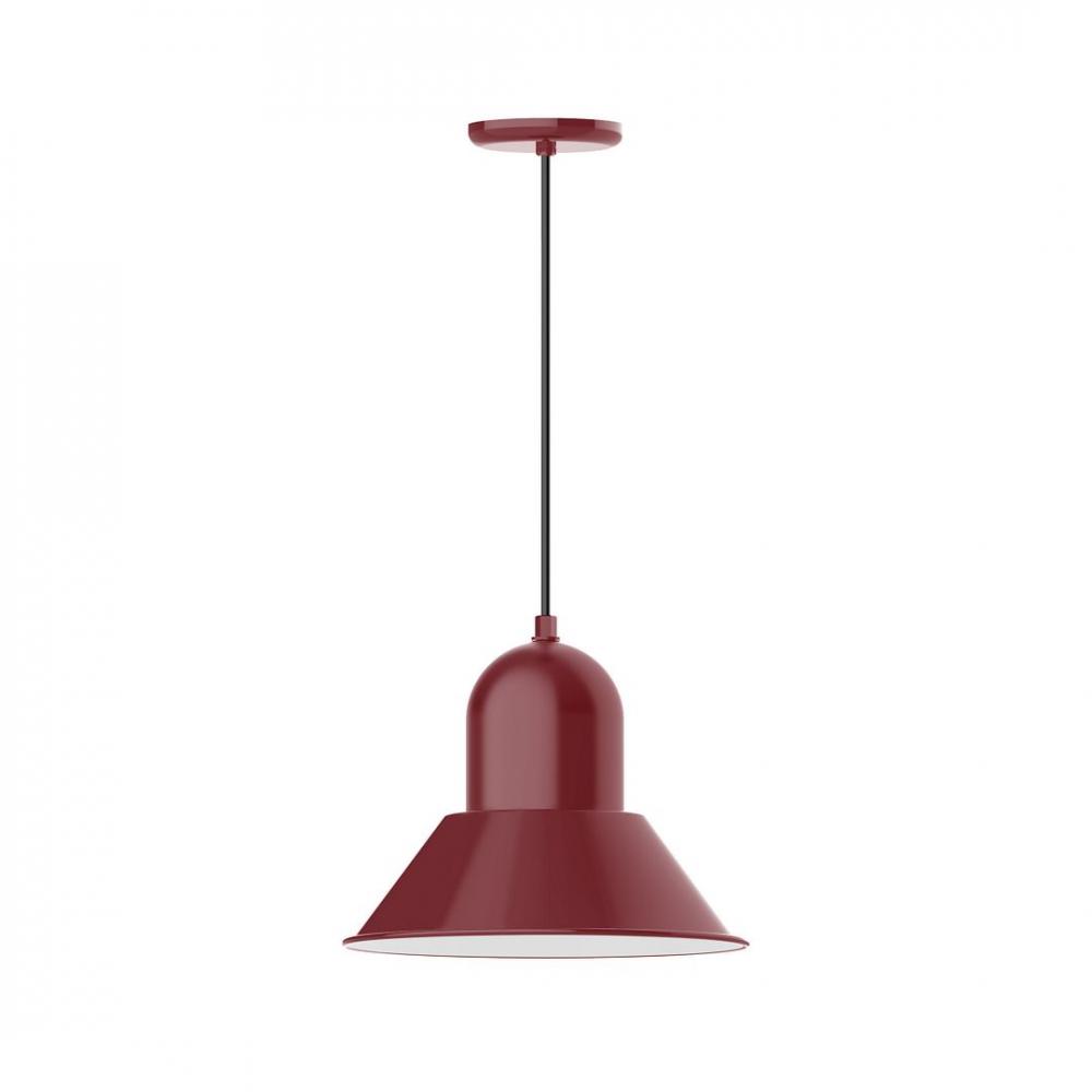 14&#34; Prima shade, LED Pendant with polished copper fabric cord and canopy, Barn Red