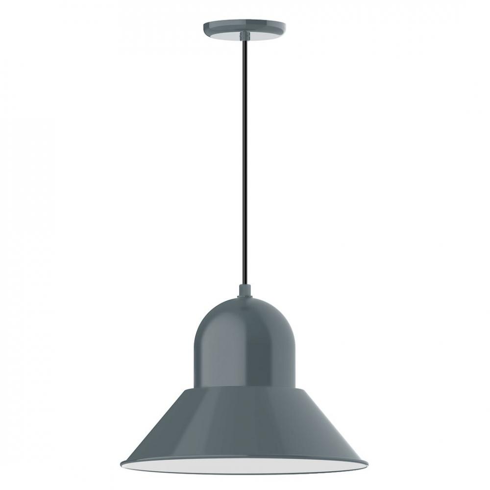 16&#34; Prima shade, LED Pendant with neutral argyle fabric cord and canopy, Slate Gray