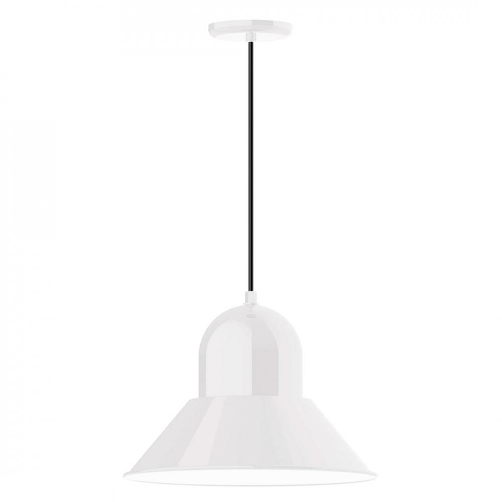 16&#34; Prima shade, LED Pendant with white solid fabric cord and canopy, White