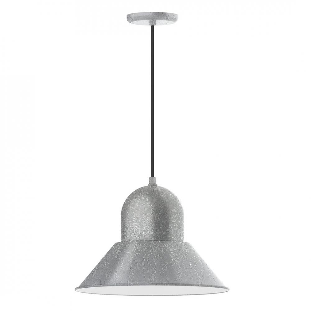 16&#34; Prima shade, LED Pendant with navy mini tweed fabric cord and canopy, Painted Galvanized