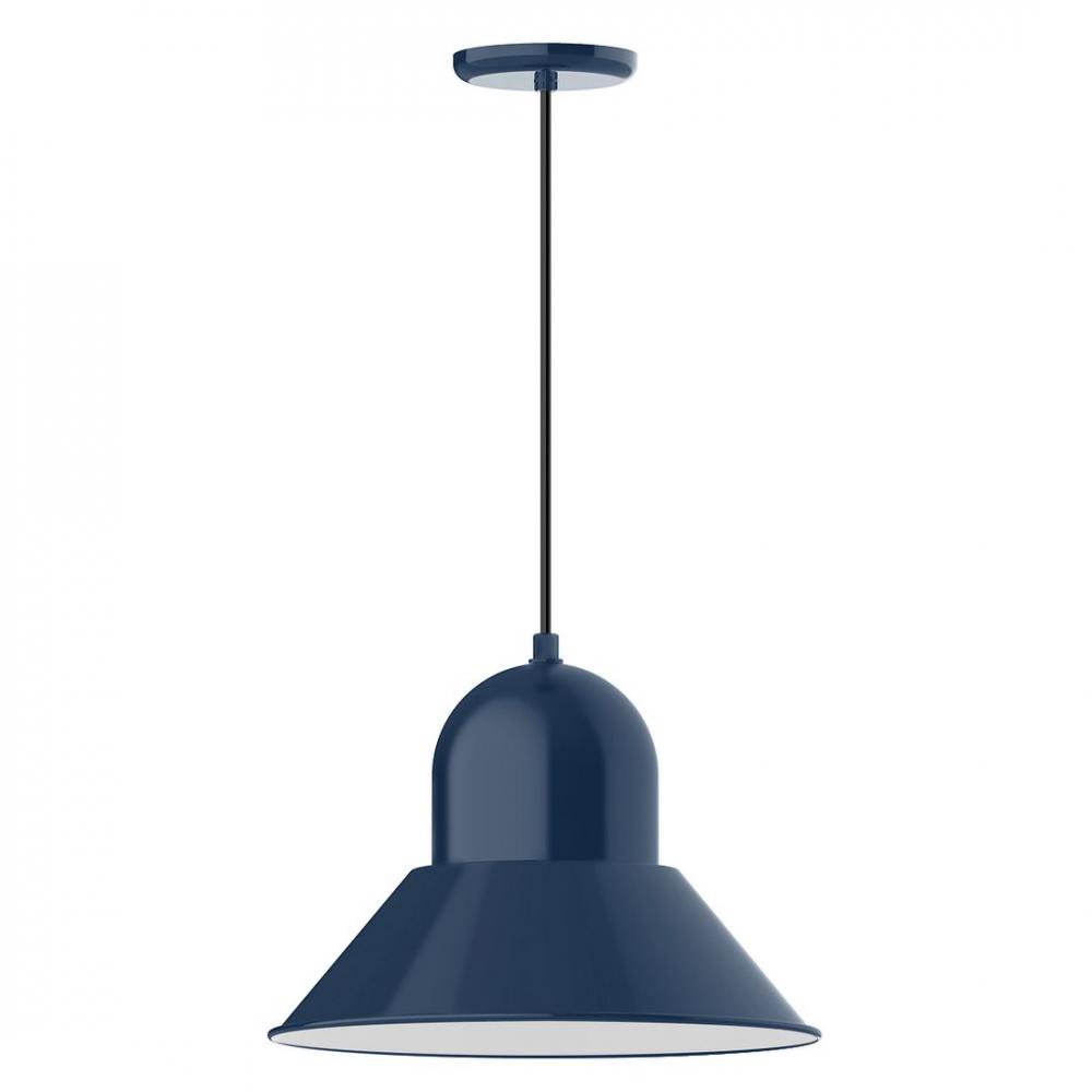 16&#34; Prima shade, LED Pendant with white solid fabric cord and canopy, Navy