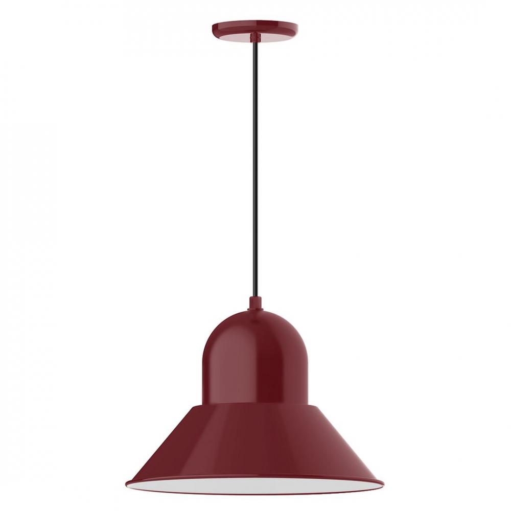 16&#34; Prima shade, LED Pendant with neutral argyle fabric cord and canopy, Barn Red