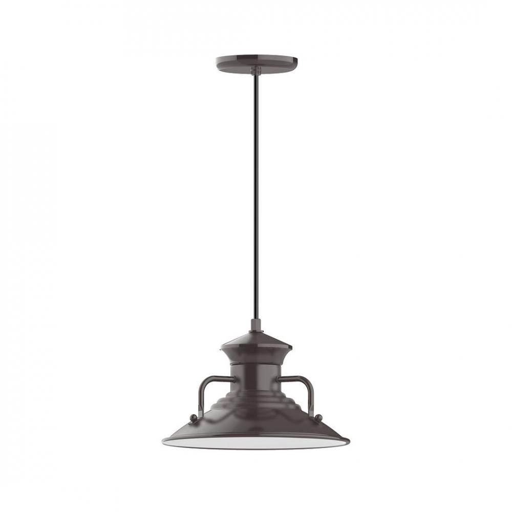 12&#34; Homestead shade, LED Pendant with cool tweed fabric cord and canopy, Architectural Bronze