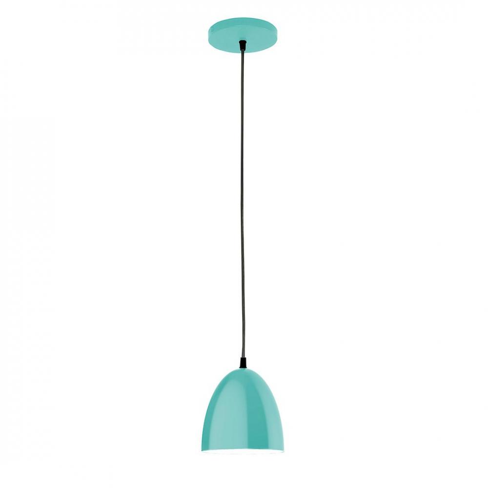 6&#34; J-Series shade, polished copper fabric cord with canopy, Sea Green