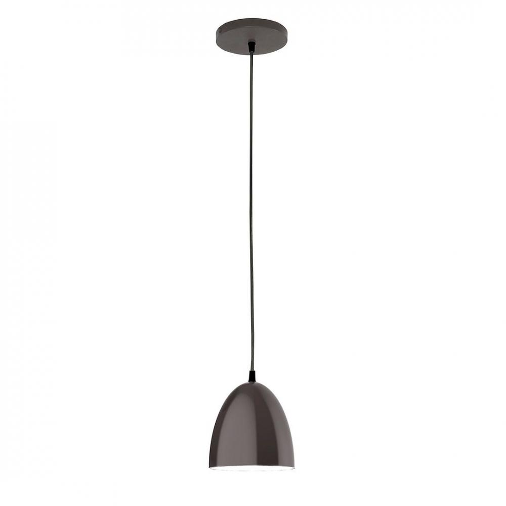 6&#34; J-Series shade, black solid fabric cord with canopy, Architectural Bronze