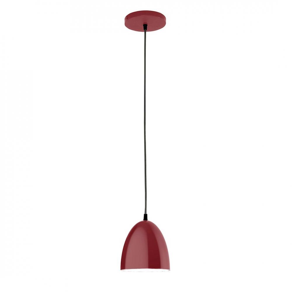 6&#34; J-Series shade, black solid fabric cord with canopy, Barn Red