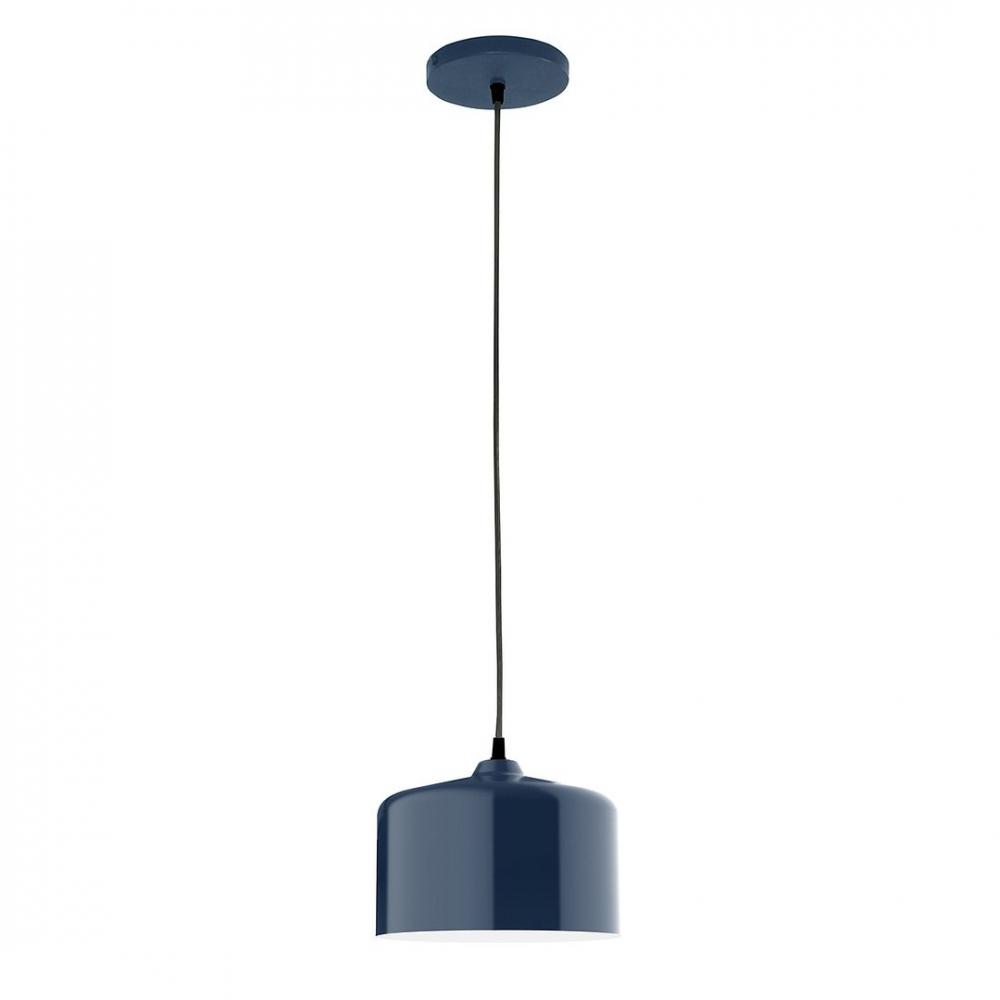 8.5&#34; J-Series shade, polished copper fabric cord with canopy, Navy