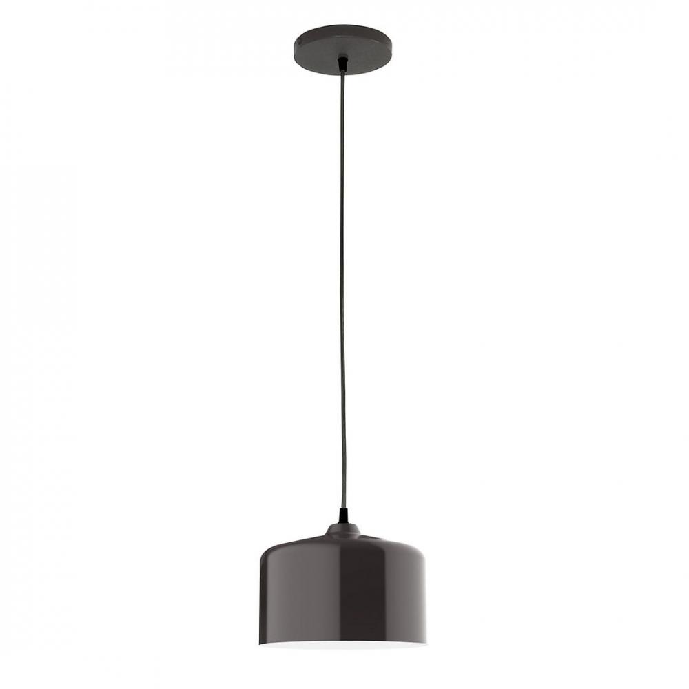 8.5&#34; J-Series shade, black solid fabric cord with canopy, Architectural Bronze