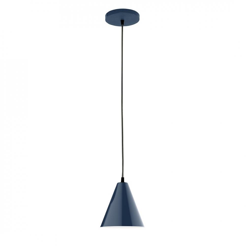 8&#34; J-Series shade, black solid fabric cord with canopy, Navy