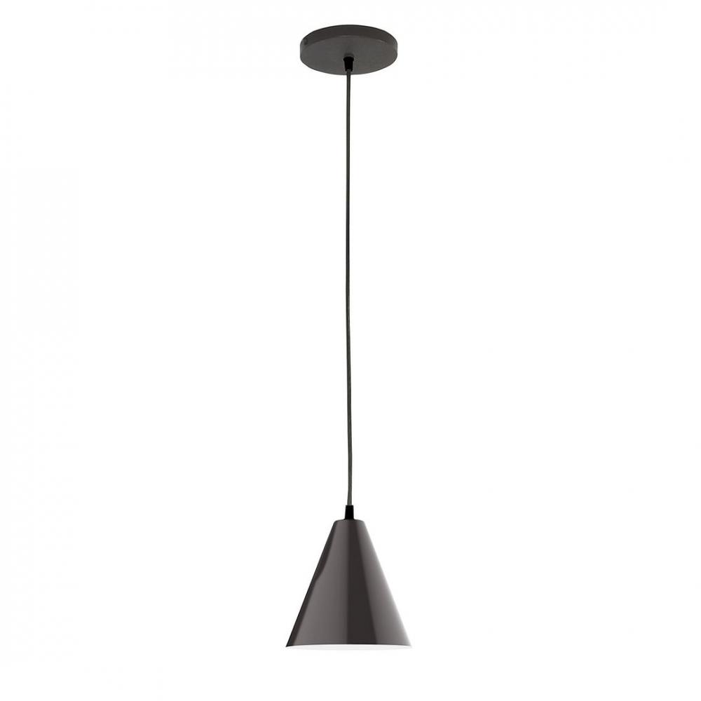 8&#34; J-Series shade, black solid fabric cord with canopy, Architectural Bronze