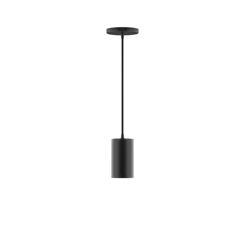 3.5&#34; x 6&#34; Axis Mini Cylinder LED Pendant, black fabric cord with canopy, Black