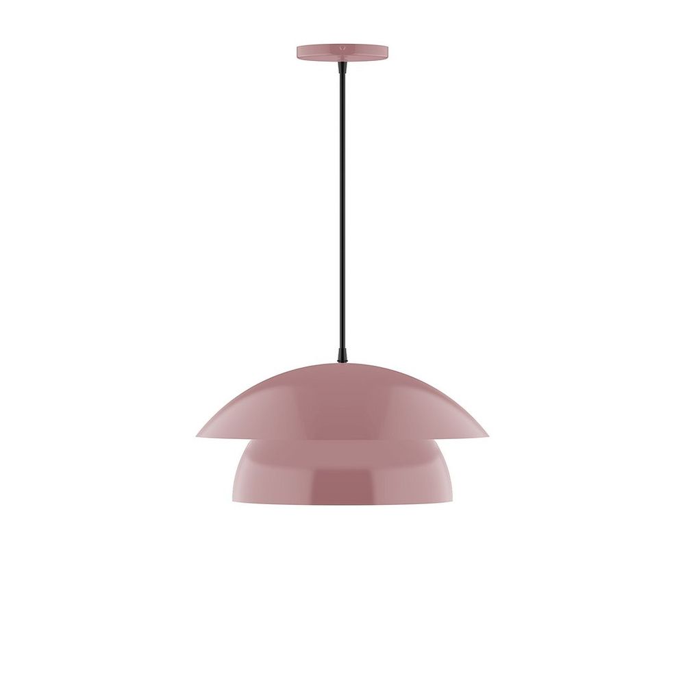 16&#34; Nest LED Pendant, polished copper fabric cord with canopy, Mauve