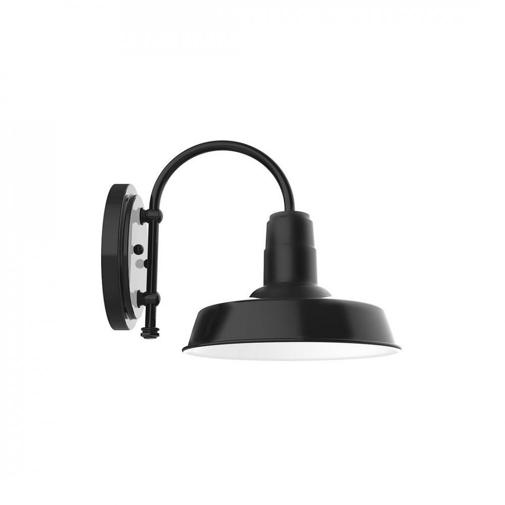 10&#34; Warehouse shade wall mount sconce with wire grill, Black