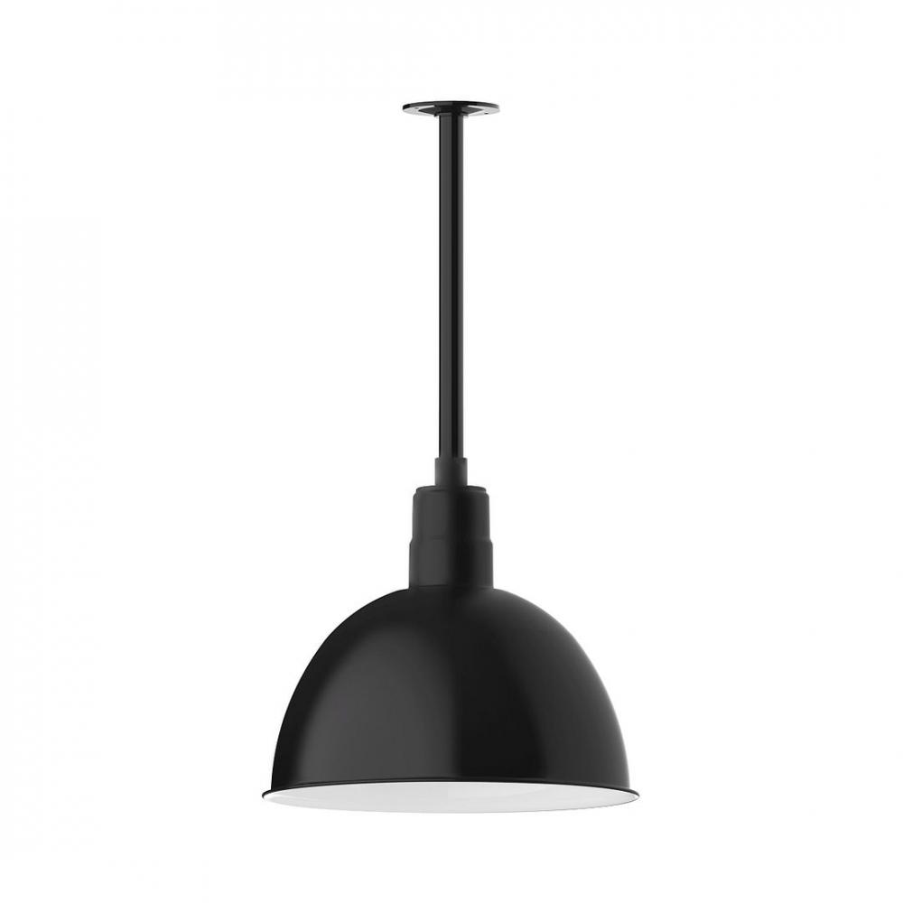 16&#34; Deep Bowl shade, stem mount LED Pendant with canopy, Black