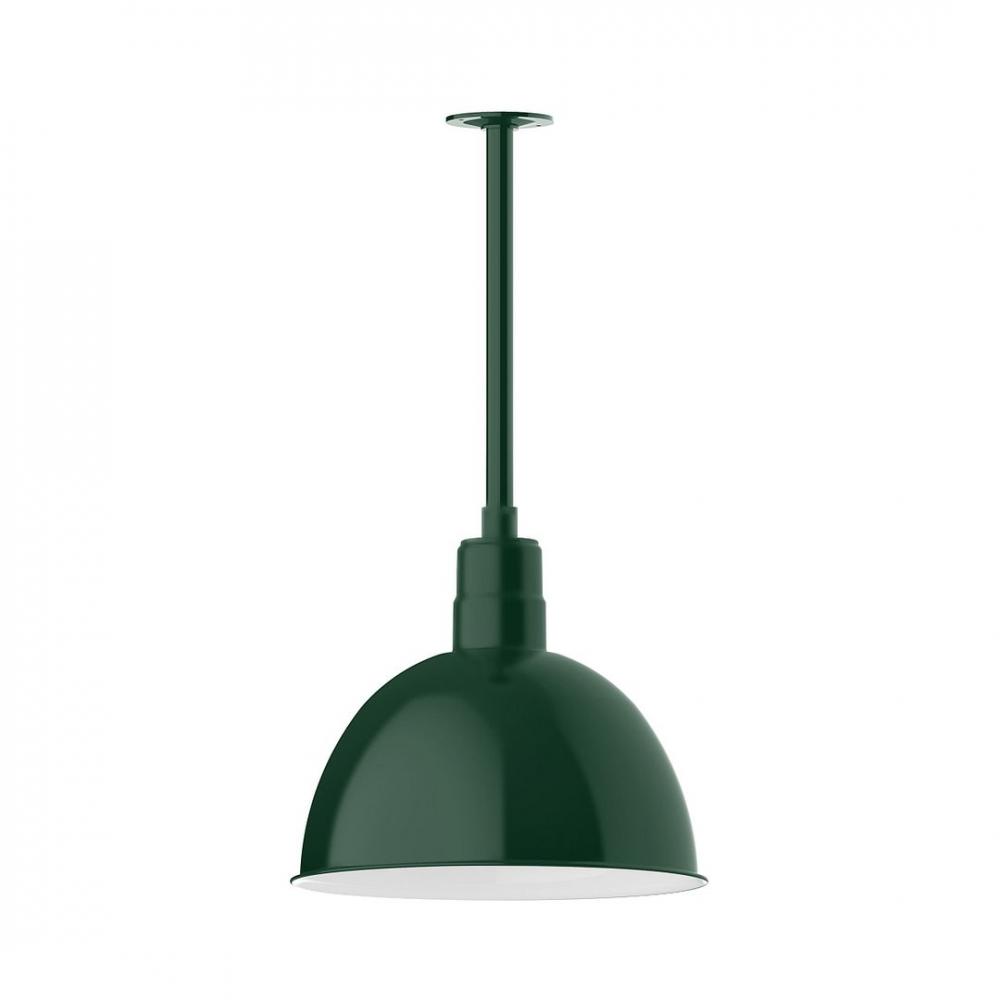 16&#34; Deep Bowl shade, stem mount LED Pendant with canopy, Forest Green