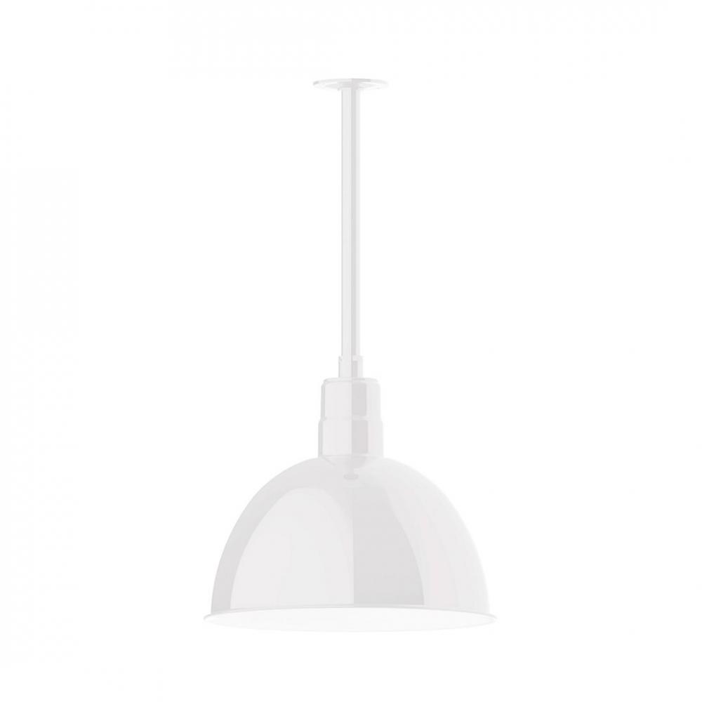 16&#34; Deep Bowl shade, stem mount LED Pendant with canopy, White