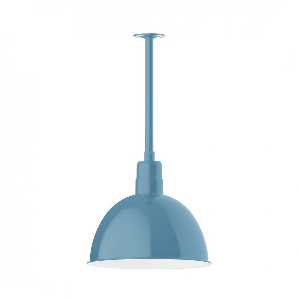 16&#34; Deep Bowl shade, stem mount LED Pendant with canopy, Light Blue