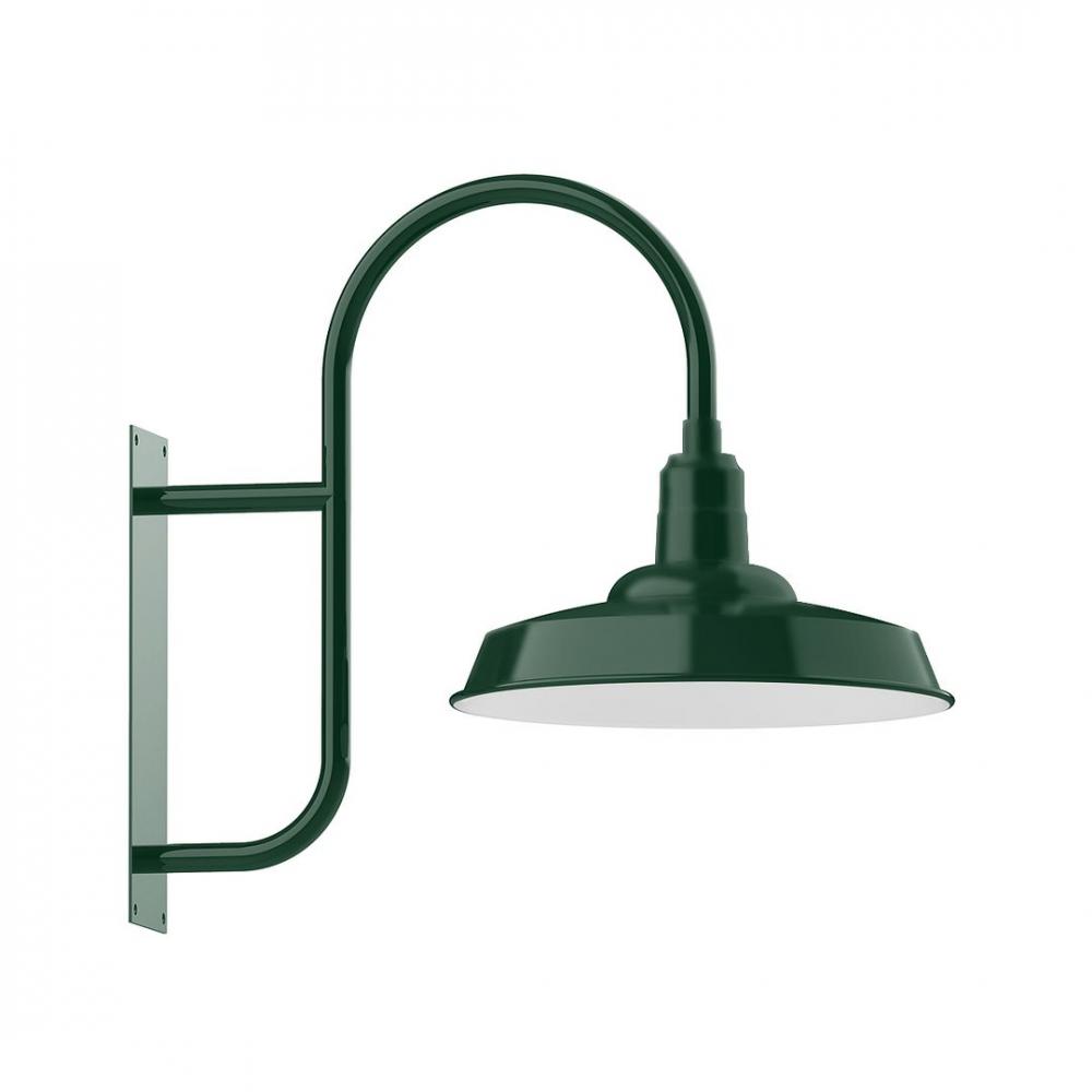 18&#34; Warehouse shade, LED Wall Mount light with wire grill, Forest Green