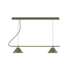 Montclair Light Works CHBX445-22-C21-L12 - 2-Light Linear Axis LED Chandelier with White SJT Cord, Fern Green