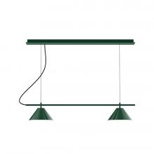 Montclair Light Works CHBX445-42-L12 - 2-Light Linear Axis LED Chandelier, Forest Green