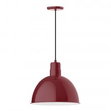 Montclair Light Works PEB117-55-W16-L13 - 16" Deep Bowl shade, LED Pendant with black cord and canopy, wire grill, Barn Red