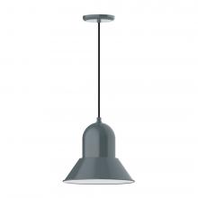 Montclair Light Works PEB123-40-C04-L12 - 12" Prima shade, LED Pendant with black and white houndstooth fabric cord and canopy, Slate Gray