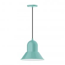 Montclair Light Works PEB123-48-C02-L12 - 12" Prima shade, LED Pendant with black solid fabric cord and canopy, Sea Green