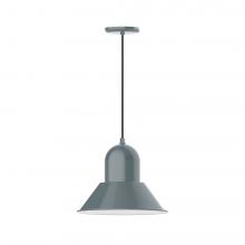 Montclair Light Works PEB124-40-C20-L13 - 14" Prima shade, LED Pendant with white solid fabric cord and canopy, Slate Gray