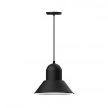 Montclair Light Works PEB124-41-C24-L13 - 14" Prima shade, LED Pendant with cool tweed fabric cord and canopy, Black