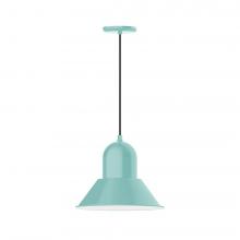 Montclair Light Works PEB124-48-C25-L13 - 14" Prima shade, LED Pendant with polished copper fabric cord and canopy, Sea Green