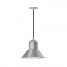 Montclair Light Works PEB124-49-C12-L13 - 14" Prima shade, LED Pendant with gray solid fabric cord and canopy, Painted Galvanized