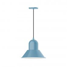 Montclair Light Works PEB124-54-C25-L13 - 14" Prima shade, LED Pendant with polished copper fabric cord and canopy, Light Blue