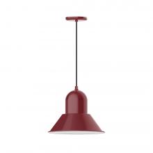 Montclair Light Works PEB124-55-C20-L13 - 14" Prima shade, LED Pendant with white solid fabric cord and canopy, Barn Red