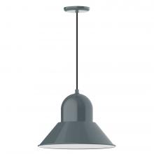 Montclair Light Works PEB125-40-C23-L13 - 16" Prima shade, LED Pendant with red and white zig zag fabric cord and canopy, Slate Gray