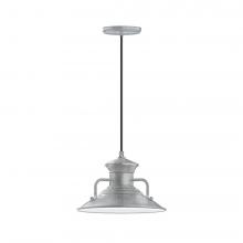 Montclair Light Works PEB142-49-C22-L12 - 12" Homestead shade, LED Pendant with white and gray dot fabric cord and canopy, Painted Galvani