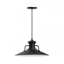 Montclair Light Works PEB143-41-C02-L13 - 18" Homestead shade, LED Pendant with black solid fabric cord and canopy, Black