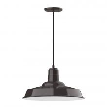 Montclair Light Works PEB185-51-C22-L13 - 18" Warehouse shade, LED Pendant with white and gray dot fabric cord and canopy