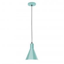 Montclair Light Works PEB416-48-C25-L10 - 8" J-Series shade, polished copper fabric cord with canopy, Sea Green