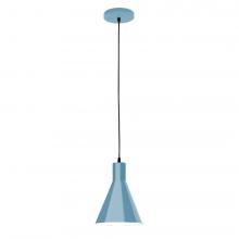 Montclair Light Works PEB416-54-C25-L10 - 8" J-Series shade, polished copper fabric cord with canopy, Light Blue