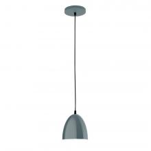 Montclair Light Works PEB417-40-C25-L10 - 6" J-Series shade, polished copper fabric cord with canopy, Slate Gray