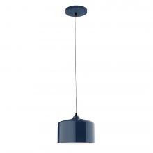 Montclair Light Works PEB419-50-C25-L10 - 8.5" J-Series shade, polished copper fabric cord with canopy, Navy