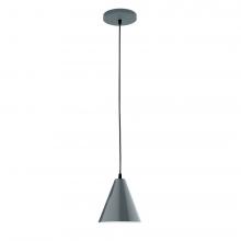 Montclair Light Works PEB420-40-C12-L10 - 8" J-Series shade, gray solid fabric cord with canopy, Slate Gray