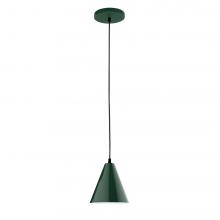 Montclair Light Works PEB420-42-C24-L10 - 8" J-Series shade, cool tweed fabric cord with canopy, Forest Green