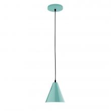 Montclair Light Works PEB420-48-C12-L10 - 8" J-Series shade, gray solid fabric cord with canopy, Sea Green