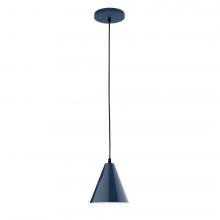 Montclair Light Works PEB420-50-C20-L10 - 8" J-Series shade, white solid fabric cord with canopy, Navy