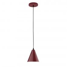 Montclair Light Works PEB420-55-C20-L10 - 8" J-Series shade, white solid fabric cord with canopy, Barn Red