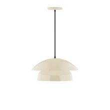 Montclair Light Works PEBX446-16-C22-L12 - 16" Nest LED Pendant, white and gray dot fabric cord with canopy, Cream