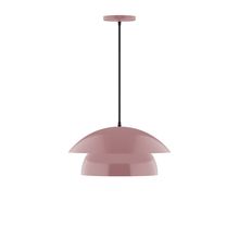 Montclair Light Works PEBX446-20-C24-L12 - 16" Nest LED Pendant, cool tweed fabric cord with canopy, Mauve