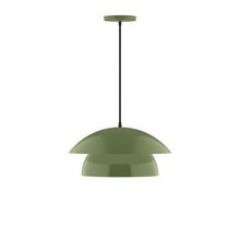 Montclair Light Works PEBX446-22-C16-L12 - 16" Nest LED Pendant, navy mini tweed fabric cord with canopy, Fern Green