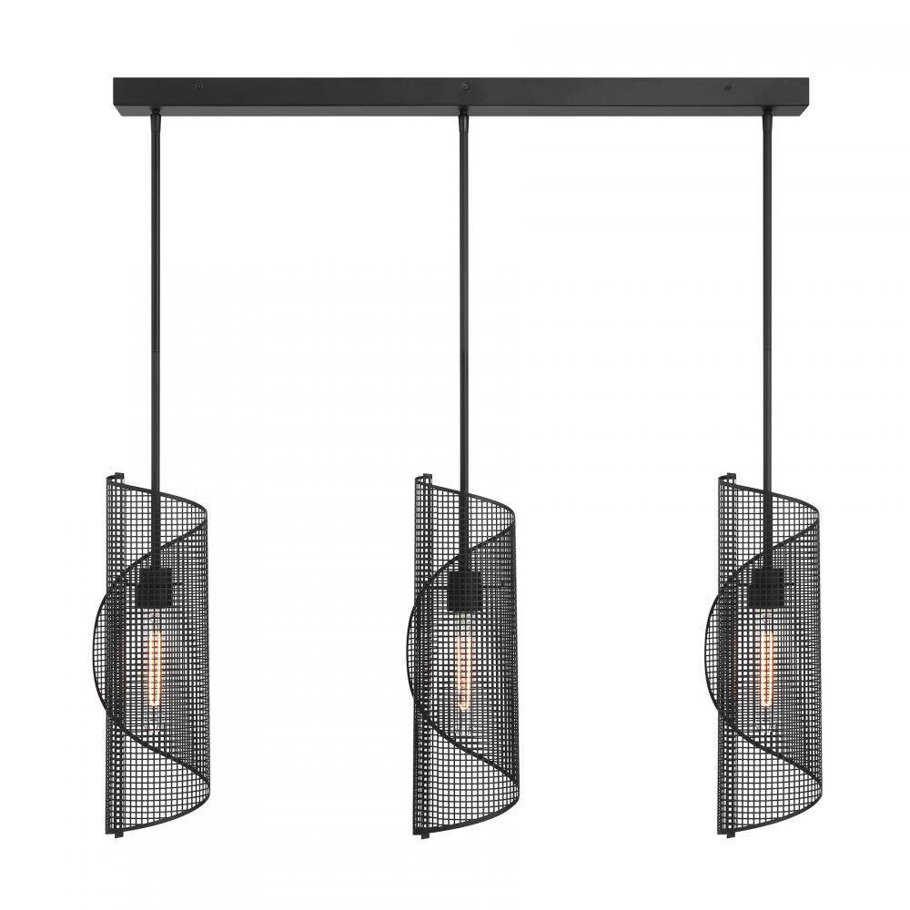 Hillbourne 3-Light Linear Chandelier in Matte Black